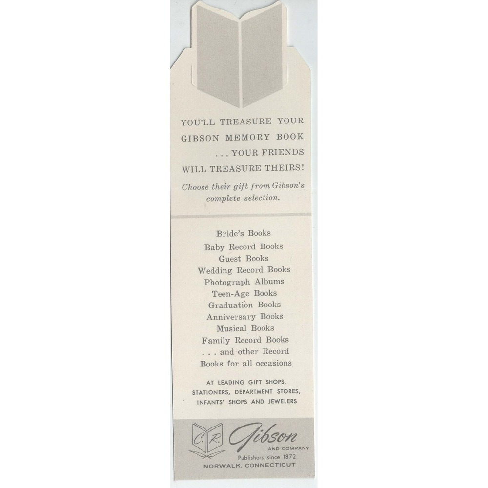 Vintage Gibson Wedding Books Promotional Bookmark Floral Paper Ephemera VG - Picture 2 of 2